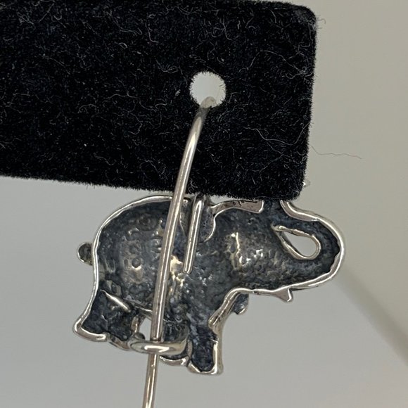925 Sterling Vintage French Wire Elephant Earrings - Picture 2 of 4
